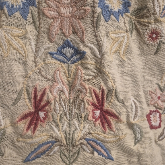 Beautiful Embroidered Cream Button-Front Women's Cardigan L Oversized Johnny Was - Picture 4 of 11